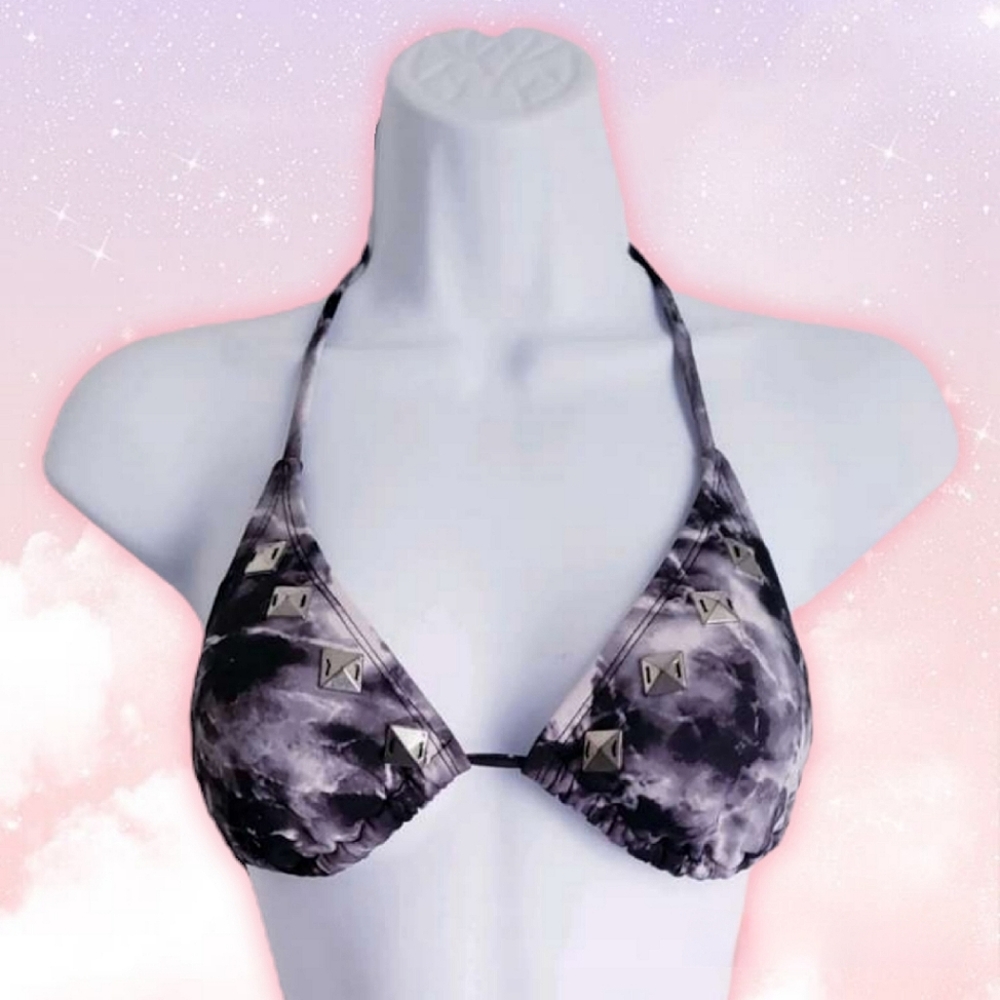 Smokey Bikini Top with Pyramid Studs